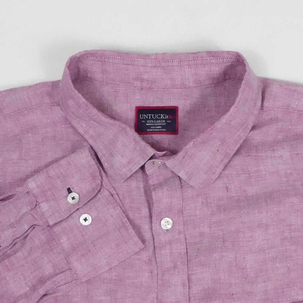 UNTUCKit Shirt Mens‎ 3XL Lavender Laleure WR 100% Linen Business Office Preppy